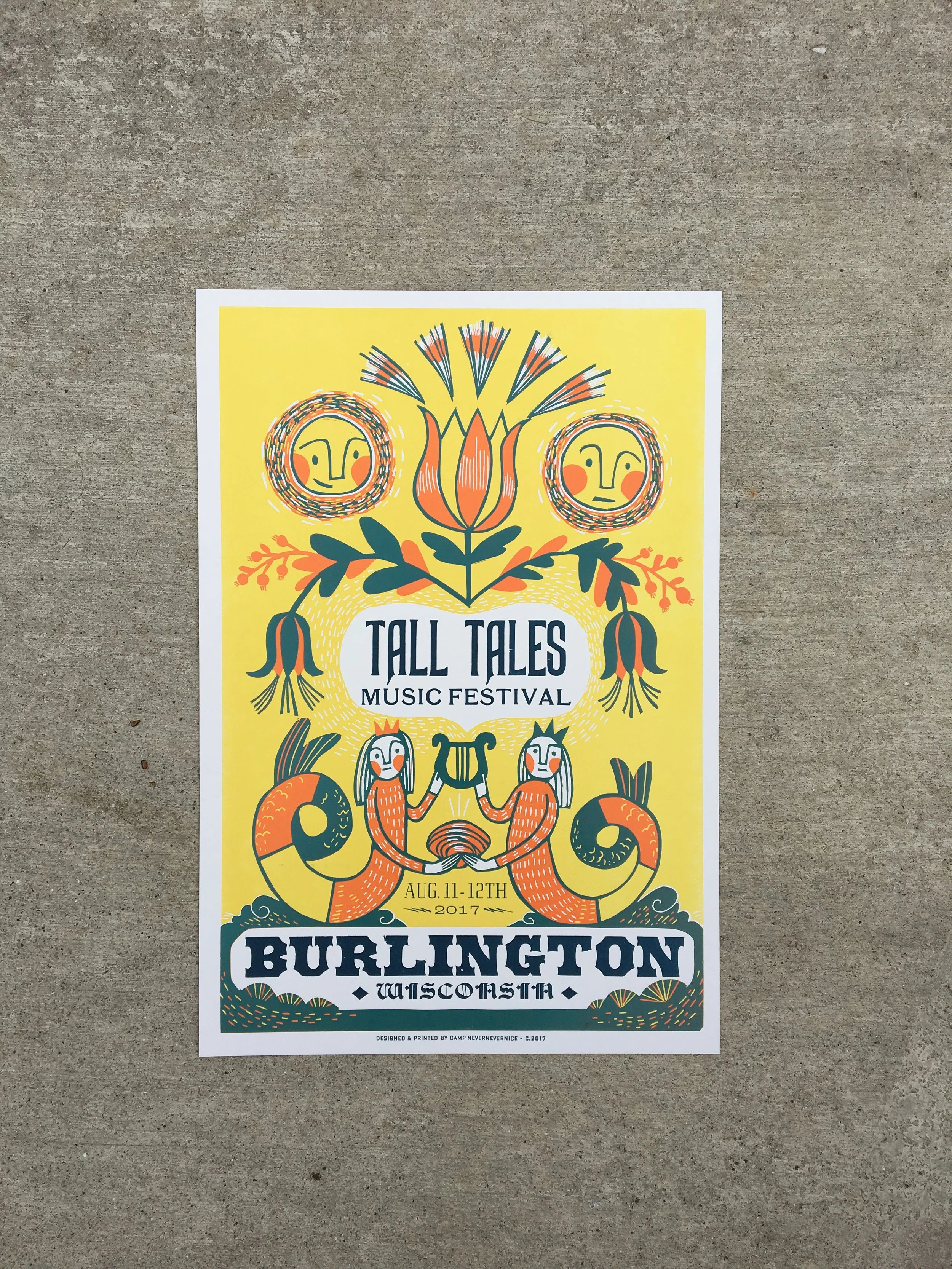 2017 Tall Tales Music Festival letterpress poster