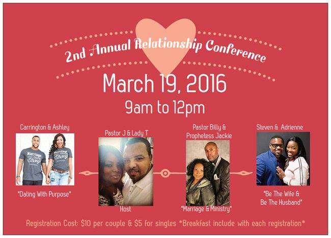 The 2nd Annual TRC Relationship Conference is scheduled for March 19th, So there is still time for you to register. Registration for couples is $10 and singles are $5. Go online to day and reserve your spot. http://www.trcconnection.org/apps/webstore/