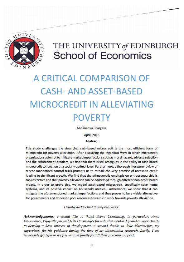 A Critical Comparison of Cash- and Asset-Based Microcredit in Alleviating Poverty