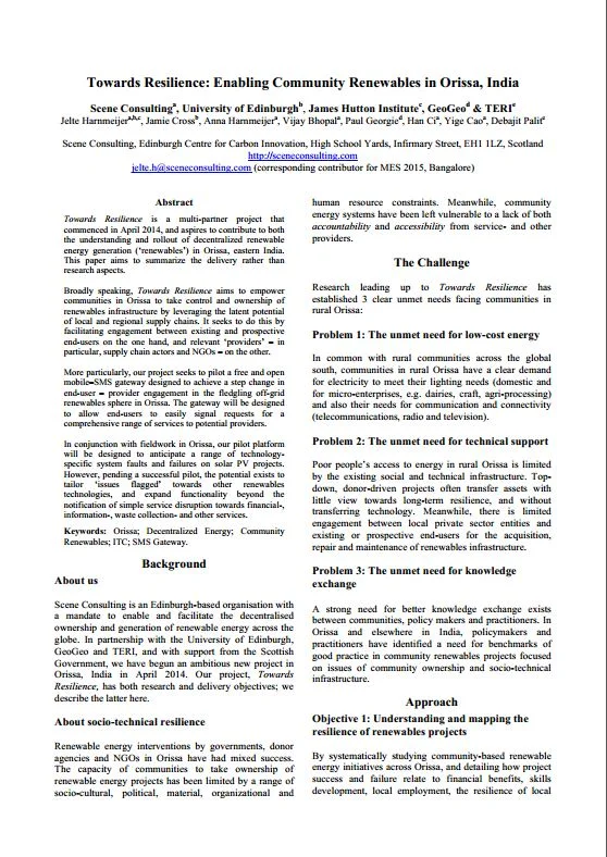 Urjaa Samadhan - towards self-sustaining solar economies in Orissa, India