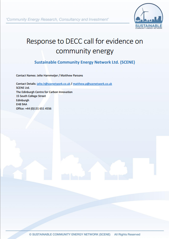 Response to DECC Call for Evidence on Community Energy