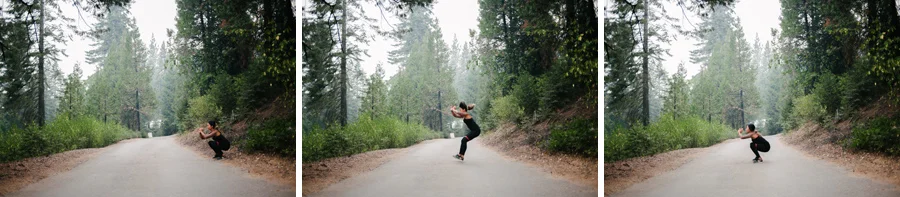 Frog Leaps w/ Booty Bands // Start in a low squat position and explode up into a hop like a frog, land softly and explode into your starting position.
