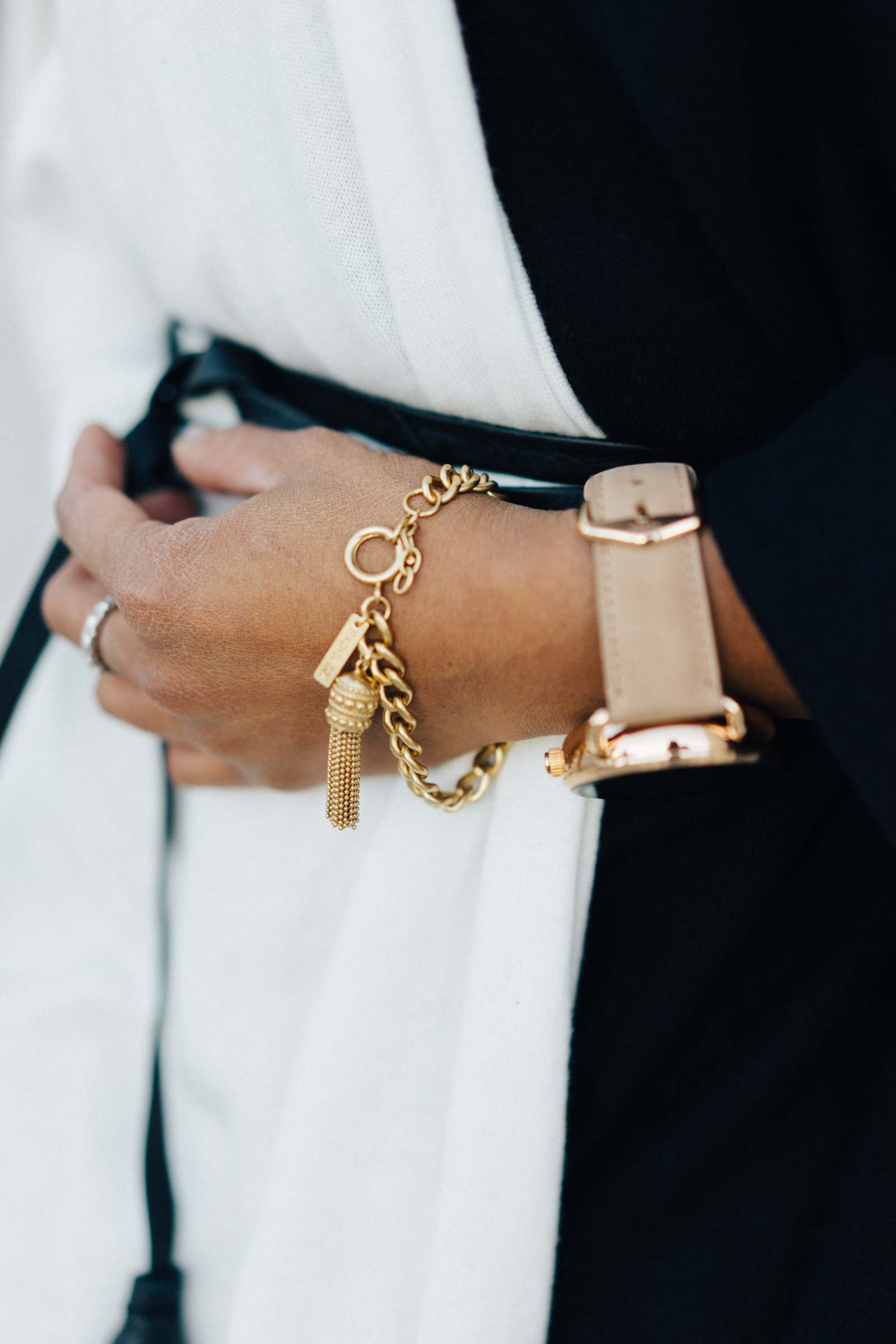 Tassel Bracelet by Rachel Zoe Gatsby Wrap belt by B-Low the Belt