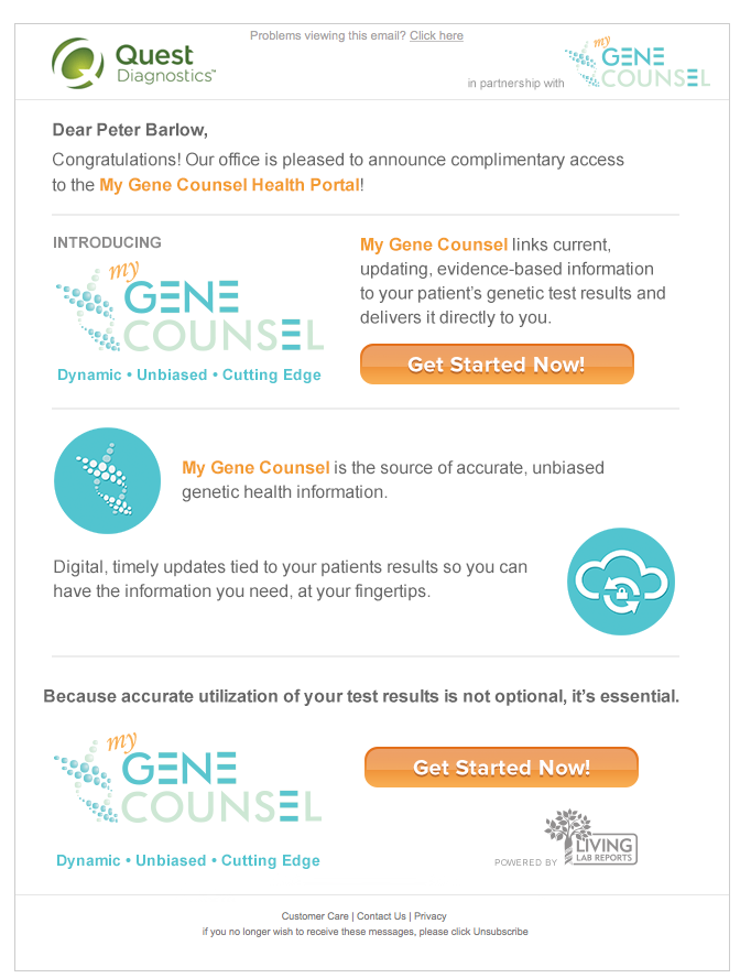 My Gene Counsel - Quest Partnership