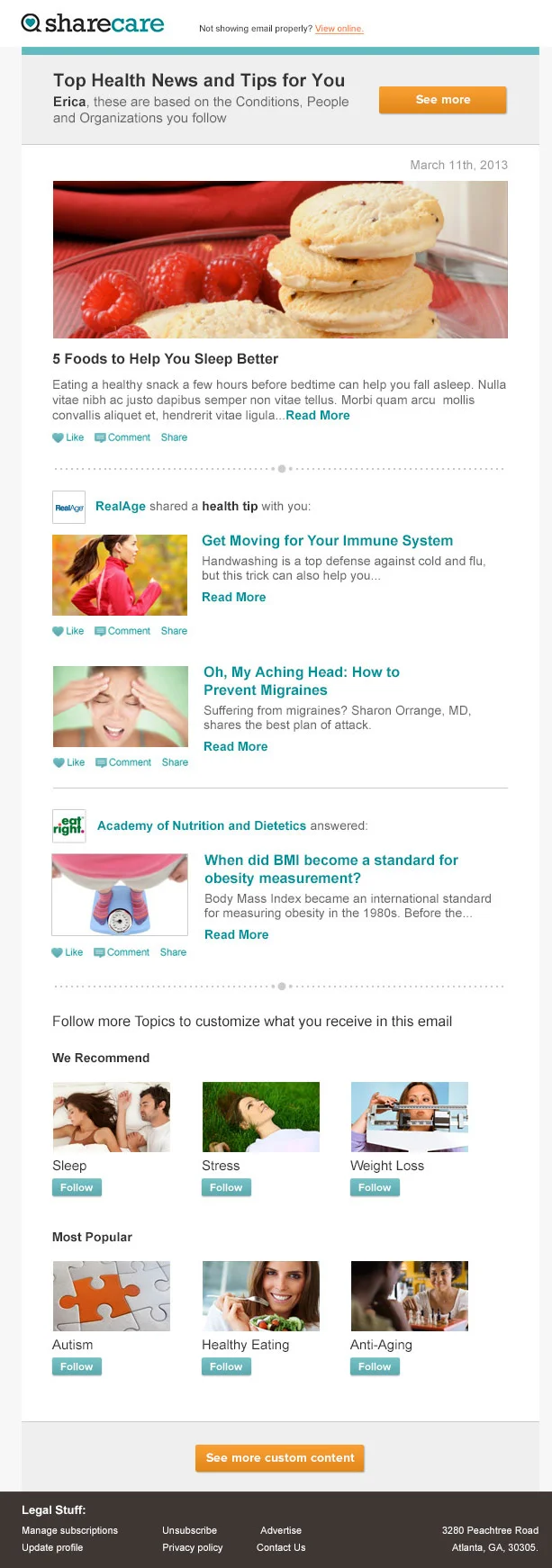 Sharecare Personalized Emails