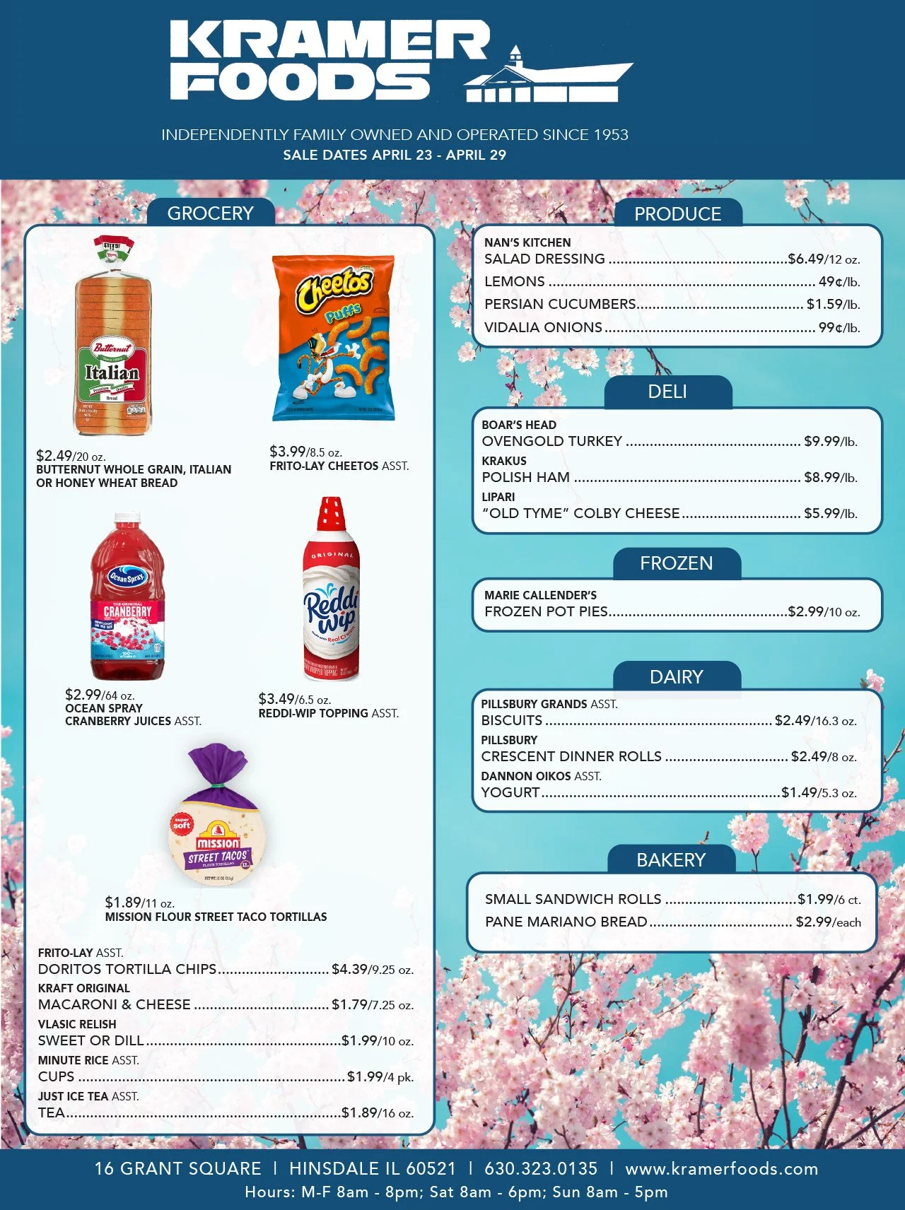 This weeks sale ad, call us at 630-323-0135 with any questions