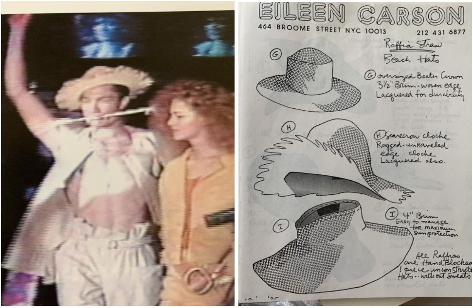  Willi Smith Street Couture, p..25  1983 presentation - so this is a maybe? Unclear to me if it’s “scarecrow cloche.”  If I saw the full presentation video I could probably say with more certainty. My mom’s scarecrow cloche hat  was also used in a NY
