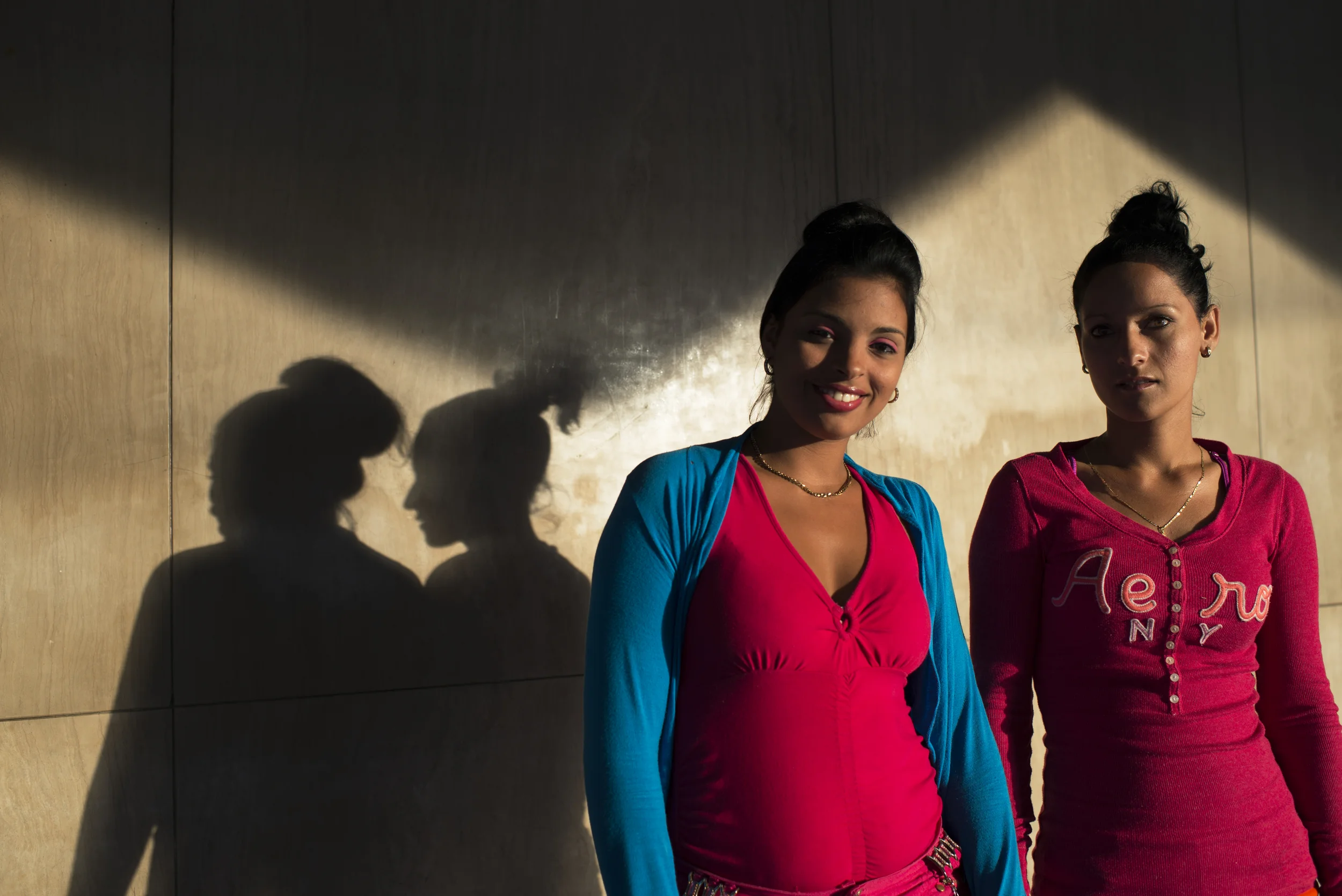 Two women pose for a portrait in Havana, Cuba on Jan. 22, 2016. 