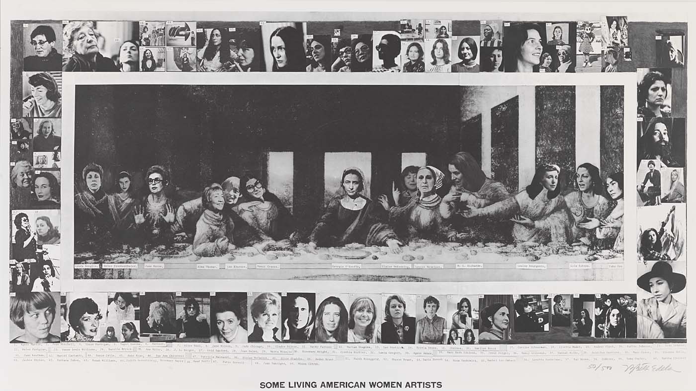 Some Living American Women Artists/Last Supper c. 1972. Mary Beth Edelson. 