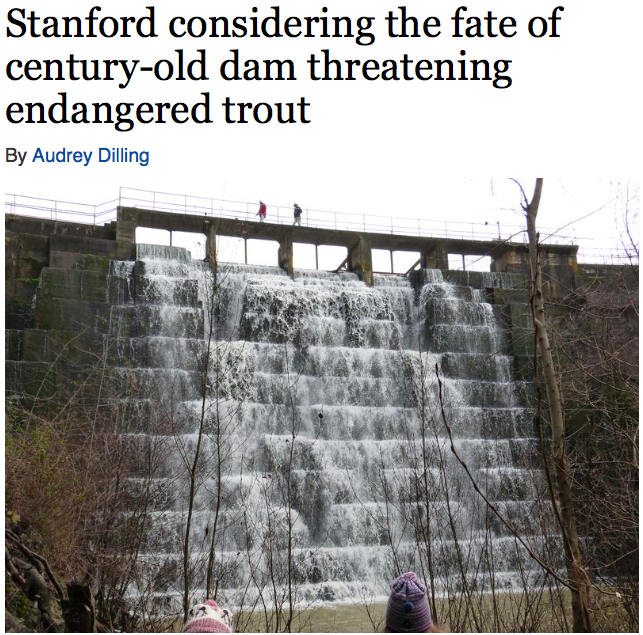 KALW 91.7 FM Public Radio / January 29, 2015The Searsville Dam is causing big trouble on the peninsula. The 122-year-old, 65-foot-tall dam is closed to the public, hidden away on 1,200 acres owned by Stanford University.“Searsville Dam has been Stan…