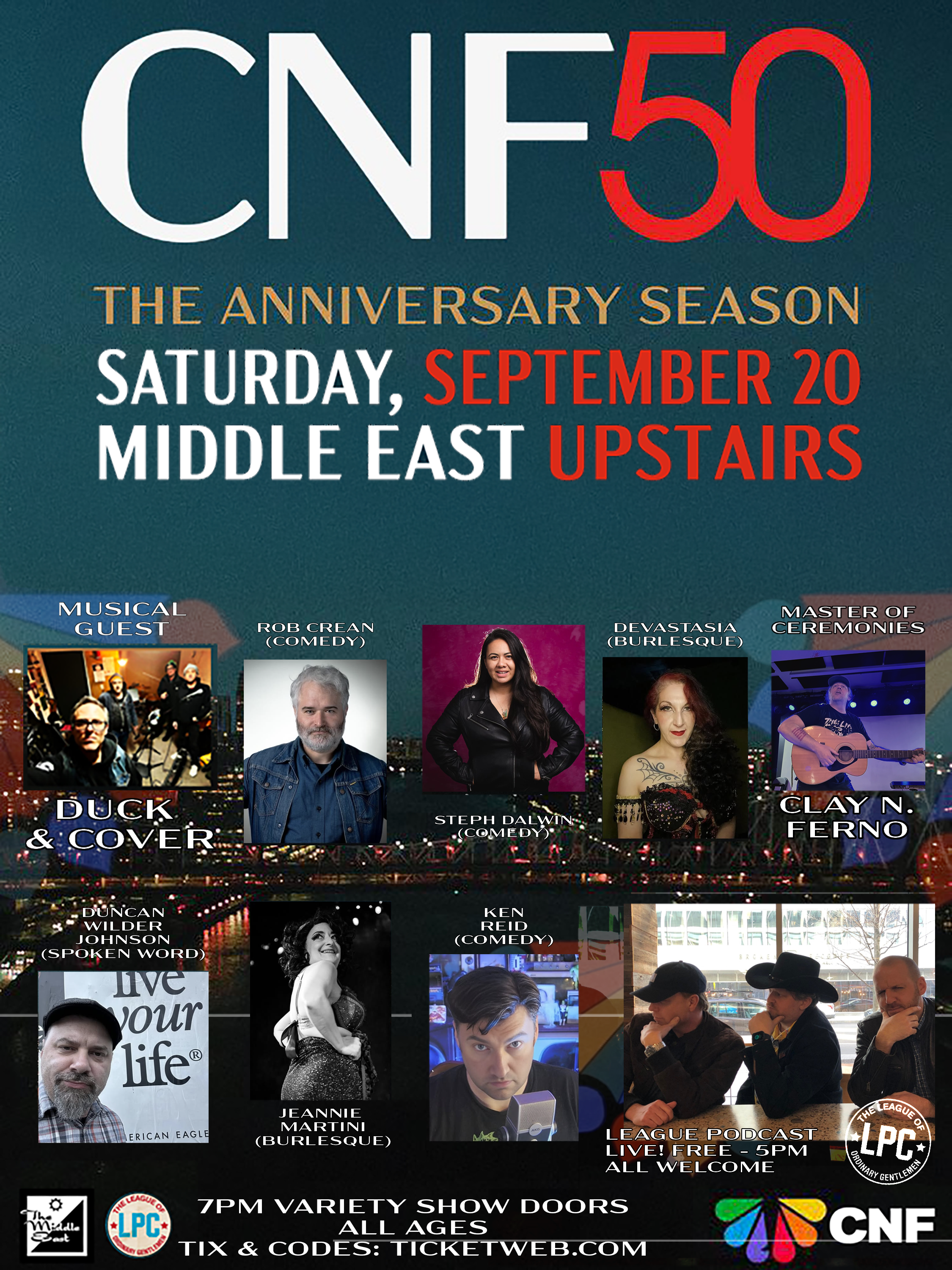 Sat 9/20 - Clay N. Ferno's 50th Birthday Variety Hour - WITH LIVE! LeaguePodcast (no ticket required)