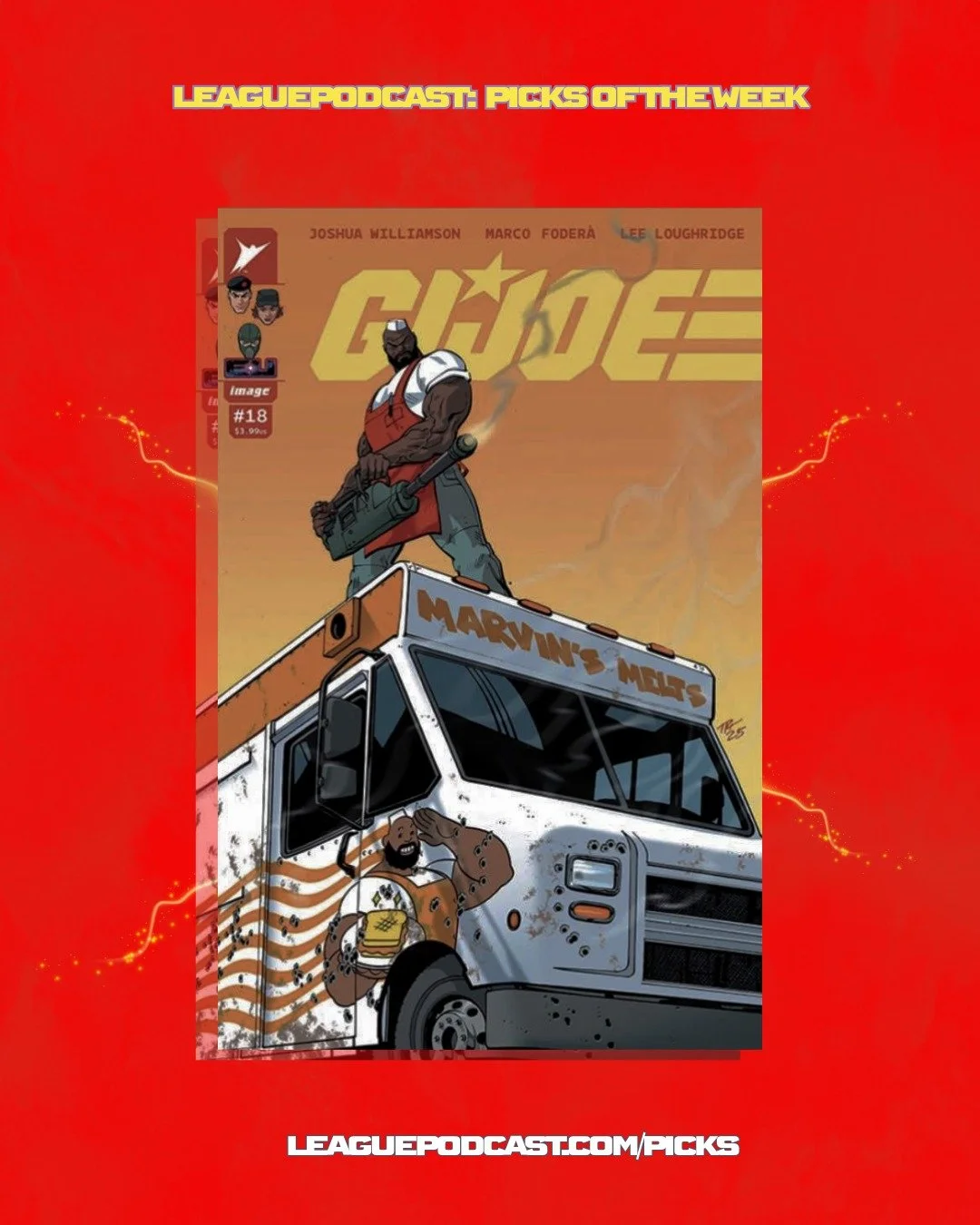 League Podcast Comic Book Picks of the Week for Wednesday, January 28, 2026:

🐍 G.I. JOE #18 &ndash; Roadblock joins the squad with pancakes and sturdy quads!

🦾 IRON MAN #1 &ndash; A brand new #1 with Joshua Williamson taking the helm!

🦇 ABSOLUT