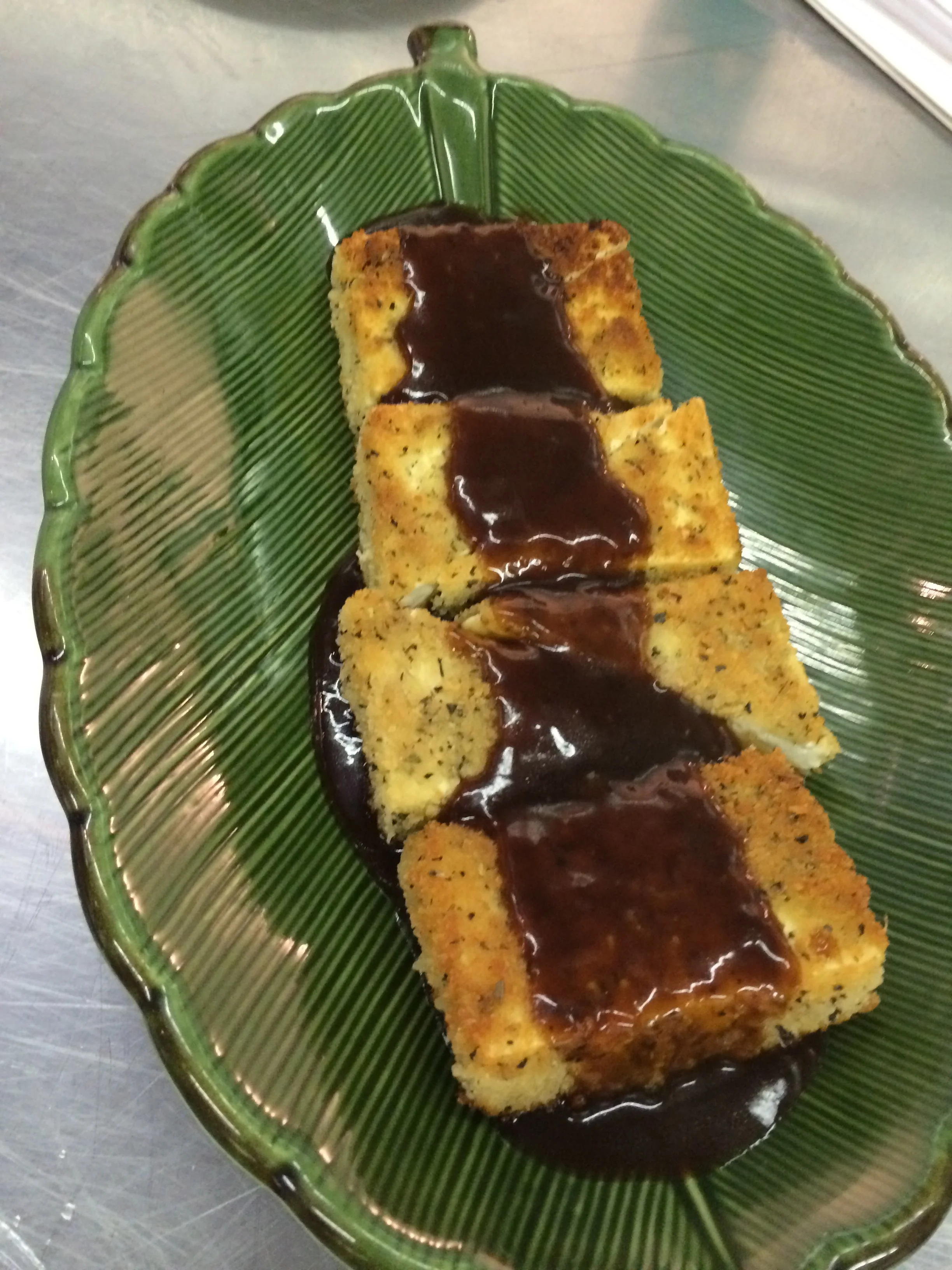 Pan Fried Tofu with Vegetarian Espagnole Sauce