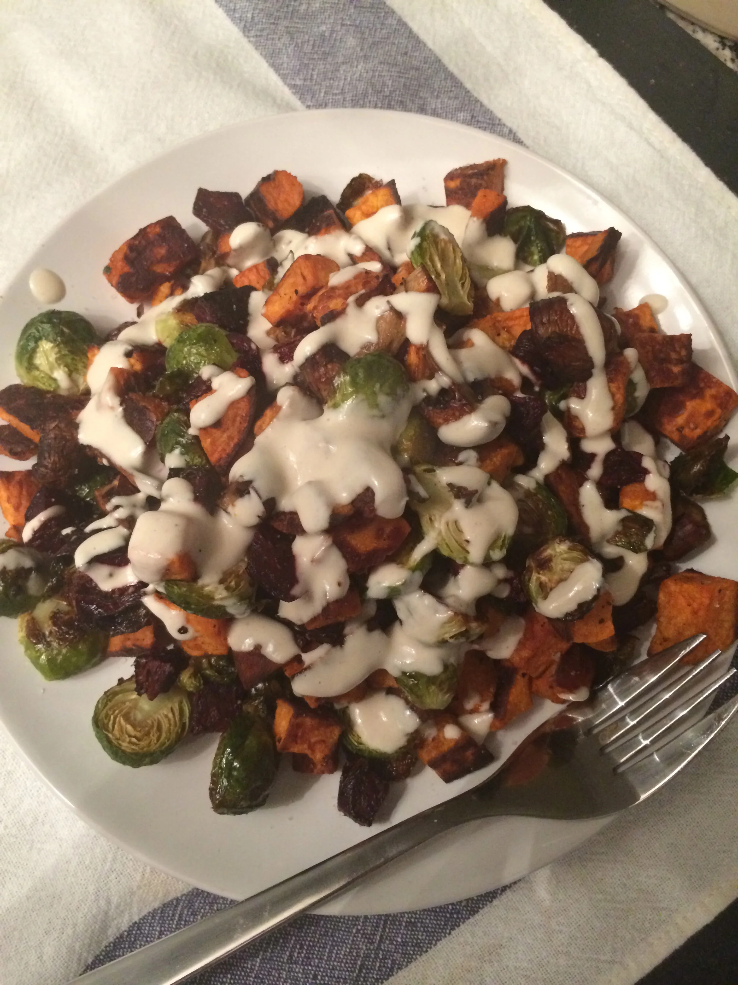 Roasted Vegetables with Sesame Yogurt Sauce