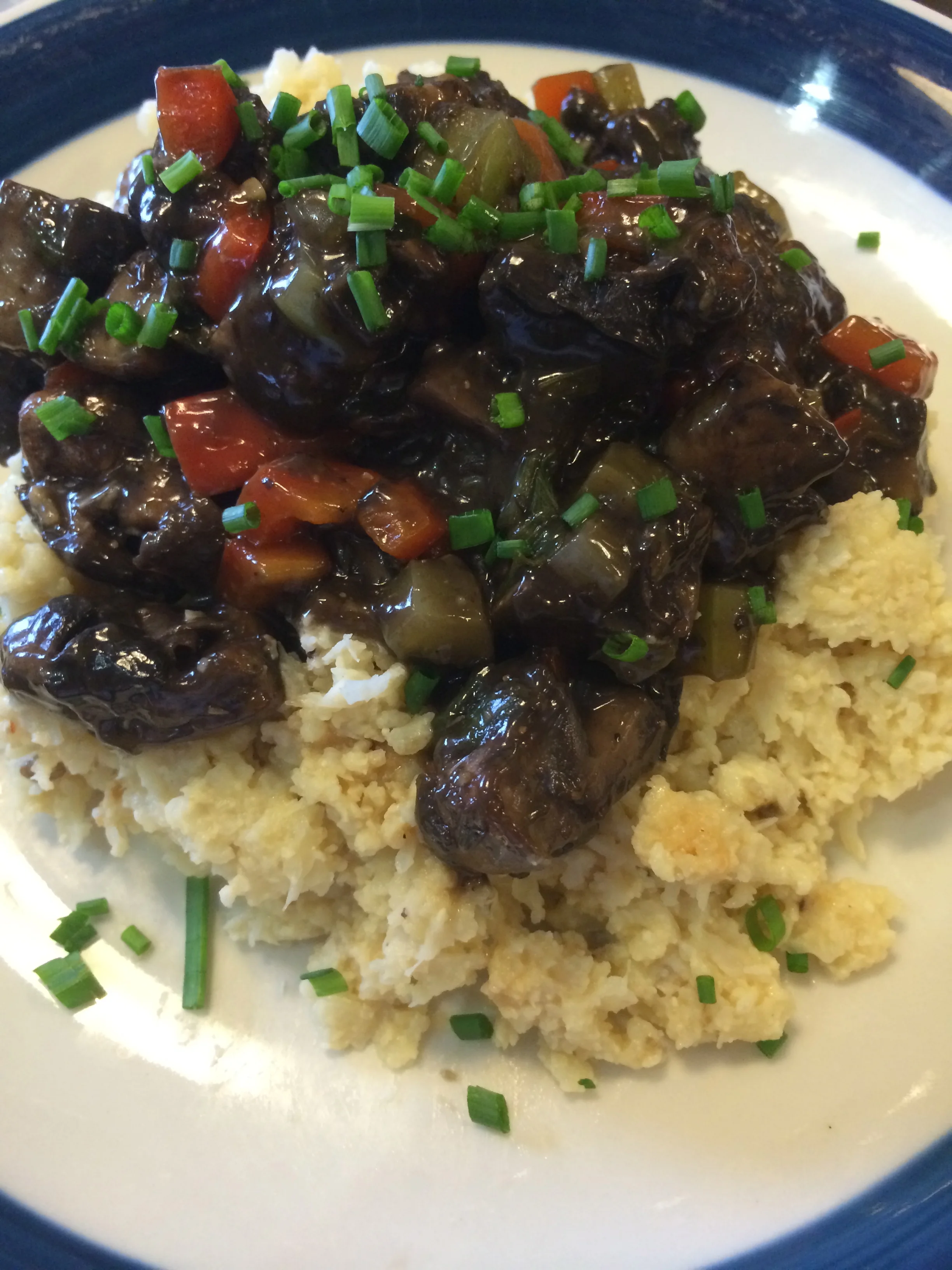 Cauliflower Grits with Mushroom Saute