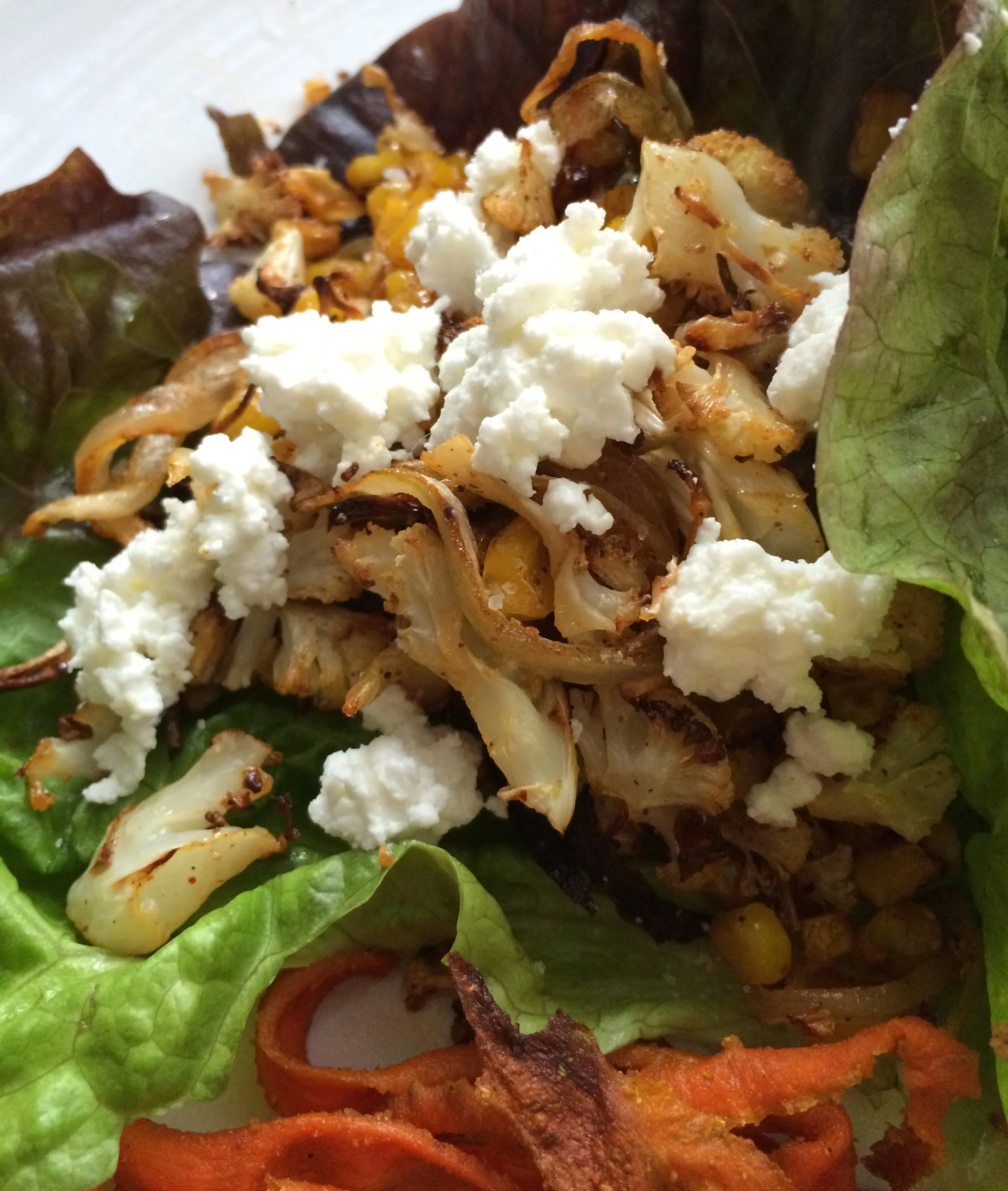 Cauliflower and Corn Lettuce Wraps