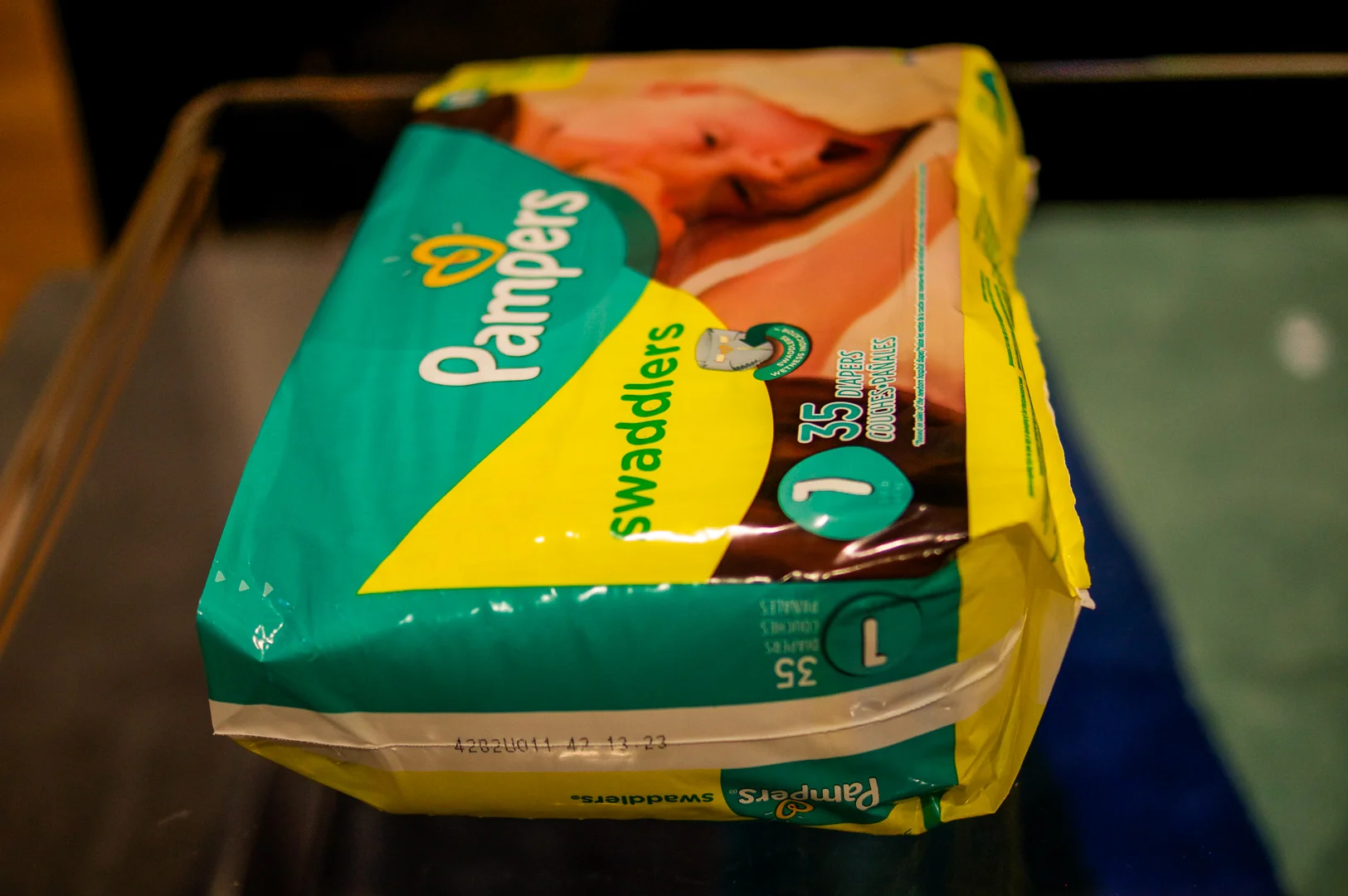 One or two packs of size-one diapers (if you're making a small two-tiered cake, you just need one pack of 35 size ones).