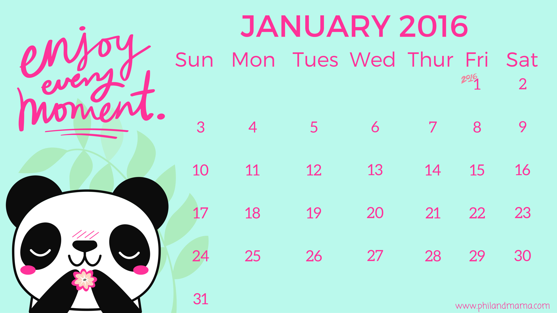 january 2016 panda calendar