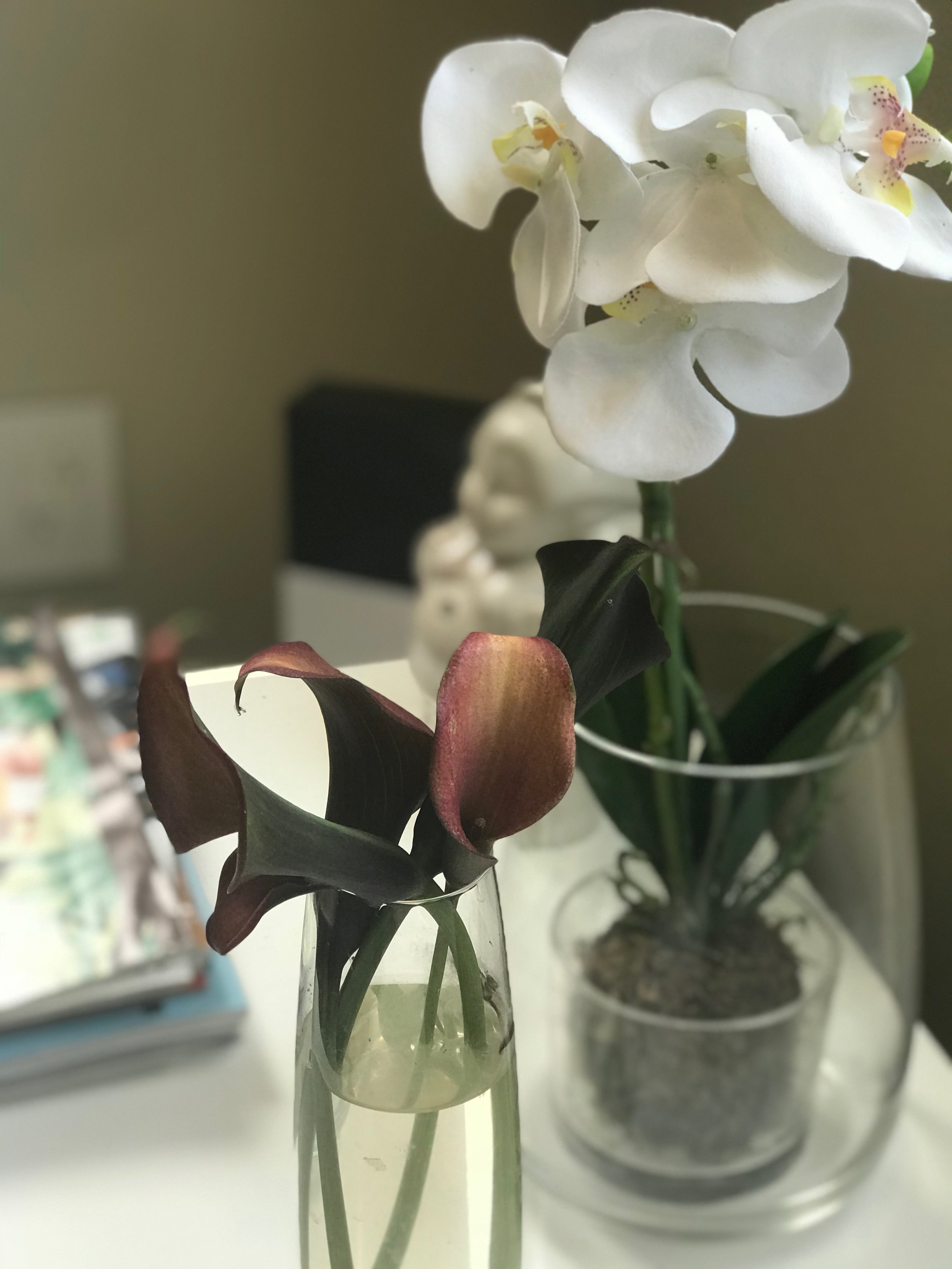 VORCOOL Artificial Orchid Phalaenopsis Arrangement Flower Bonsai with Vase Potted Phalaenopsis Artificial Potted Plant Bonsai Fake Bonsai for Room Table Centerpieces