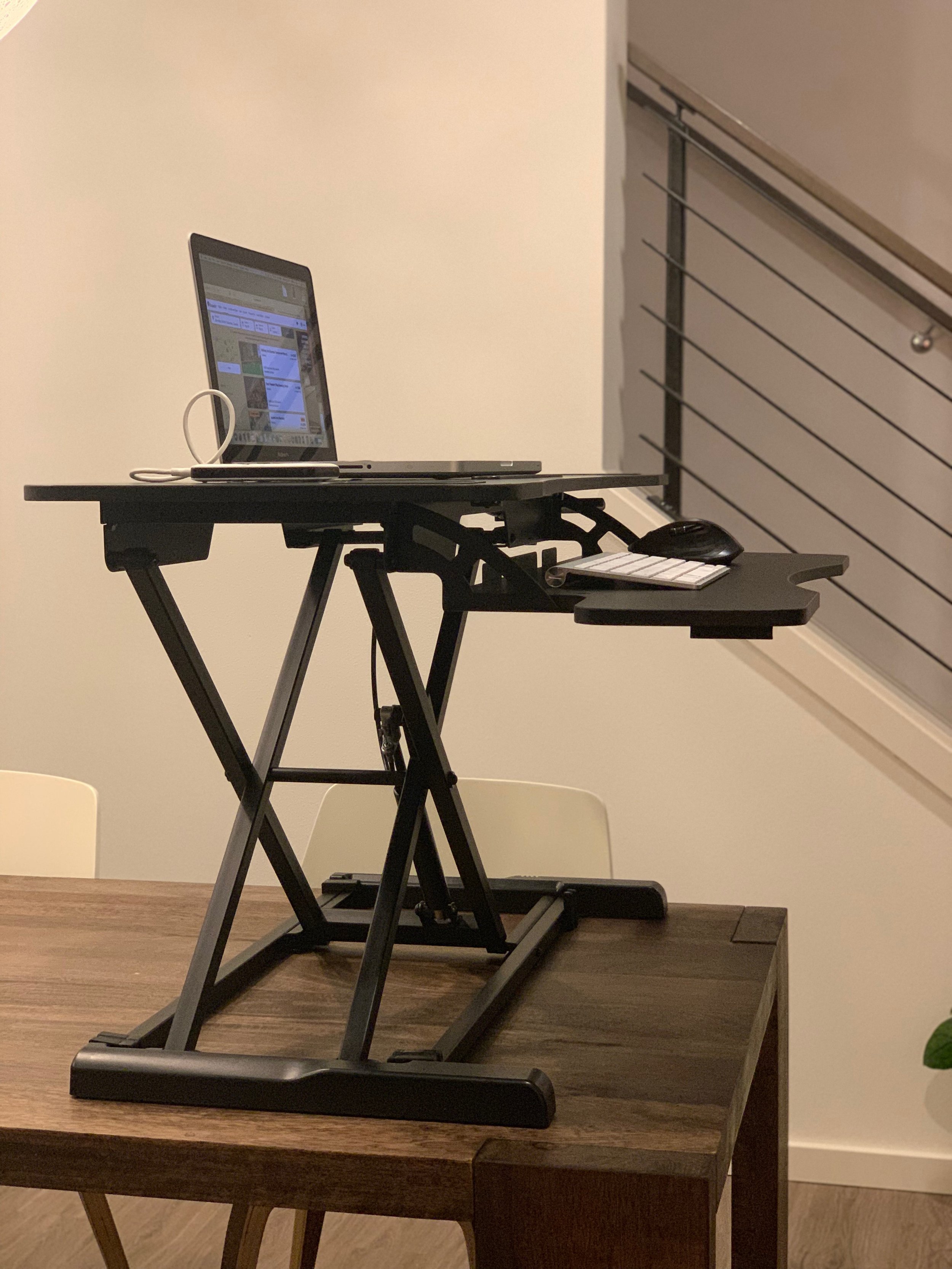 Black, 37.4 Wide Move from Sitting to Standing with Gas Spring Assisted Lift AnthroDesk Standing Desk Converter 