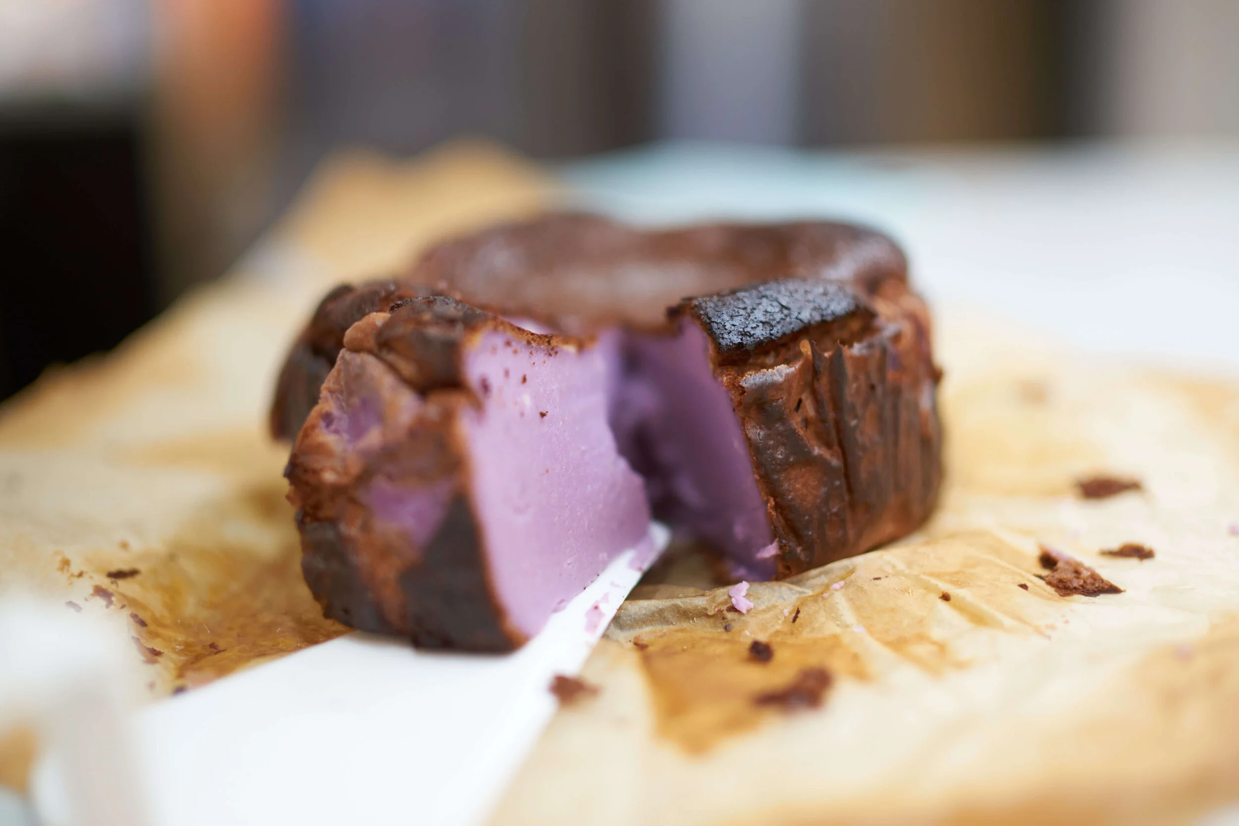 Ube Basque Cheesecake Recipe: Make a foolproof, smooth and delicious ube Basque burnt cheesecake (gluten-free) with me (no mixer or blender needed) 🍠