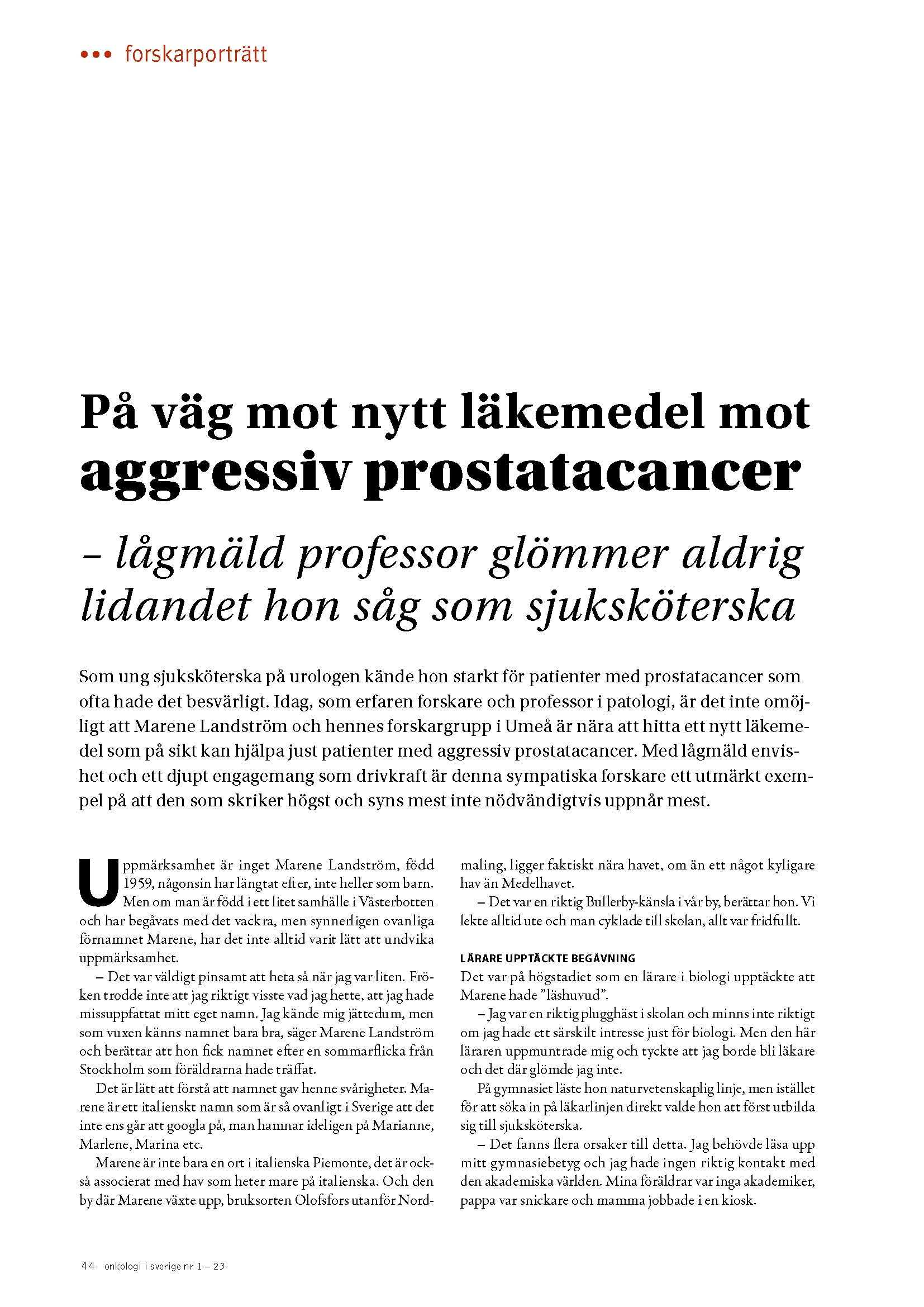 Onkologi i Sverige nr 1 - 23 