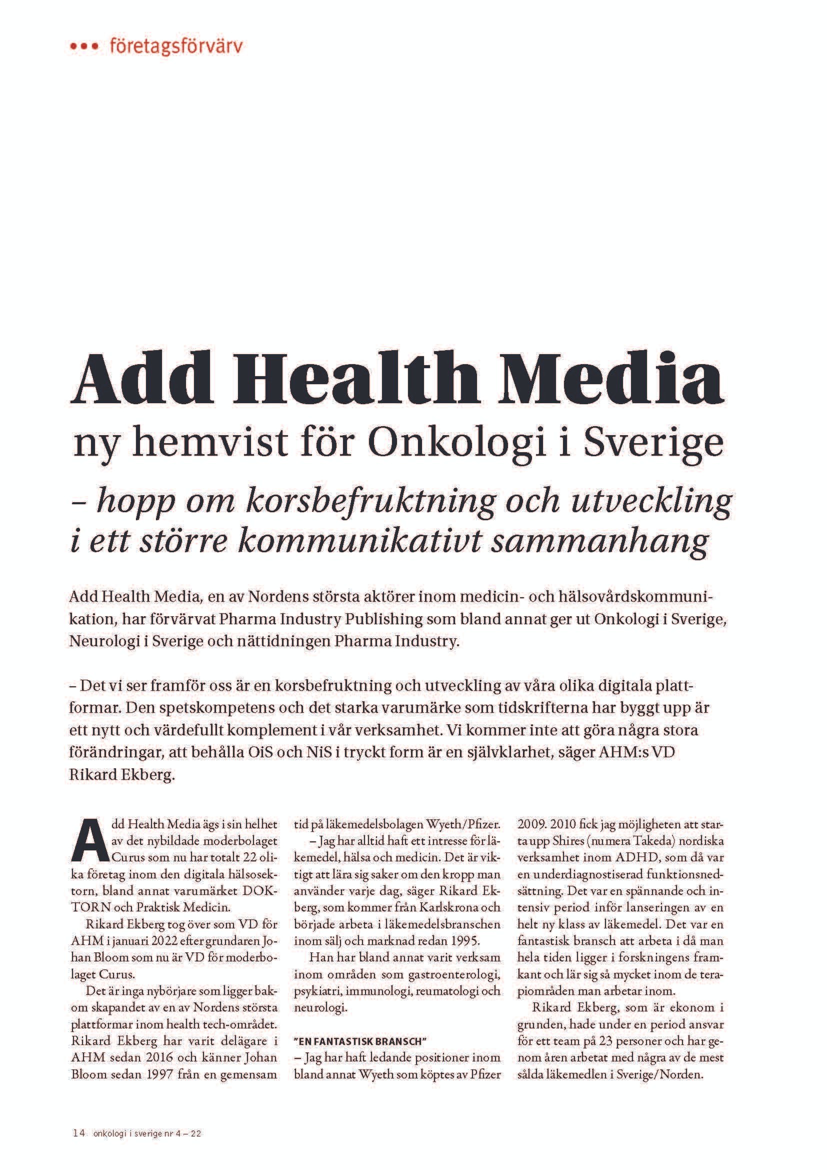 Onkologi i Sverige nr 4 - 22