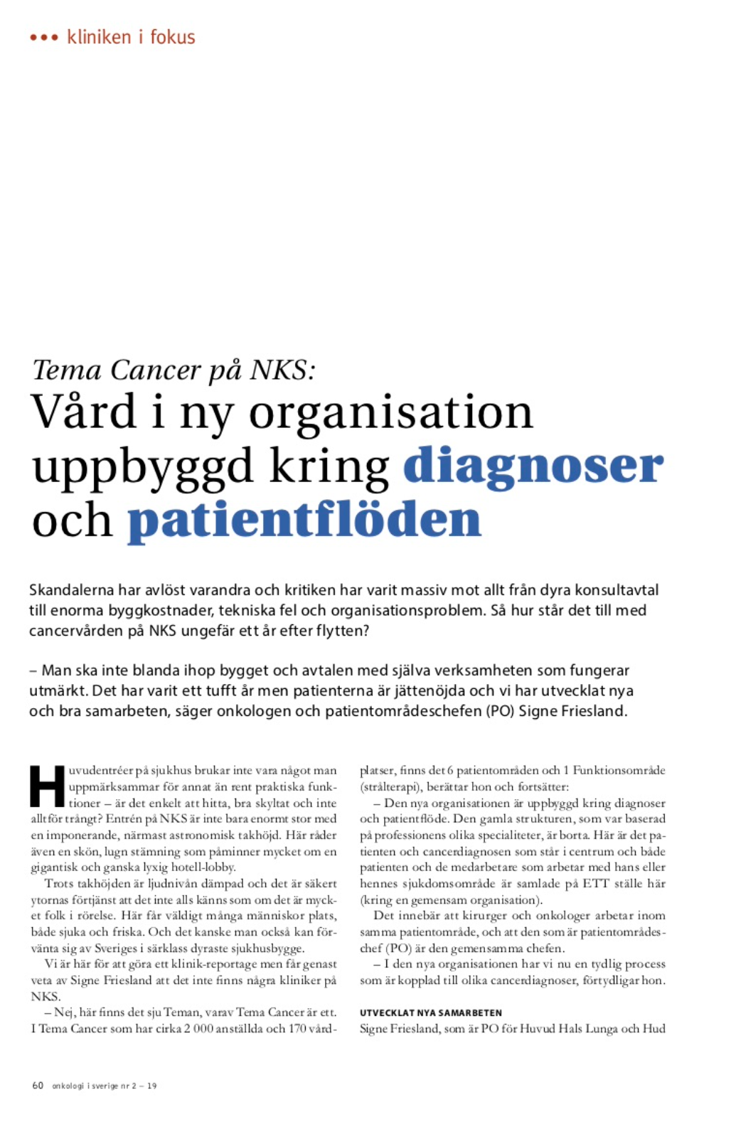 Onkologi i Sverige nr 2 - 19