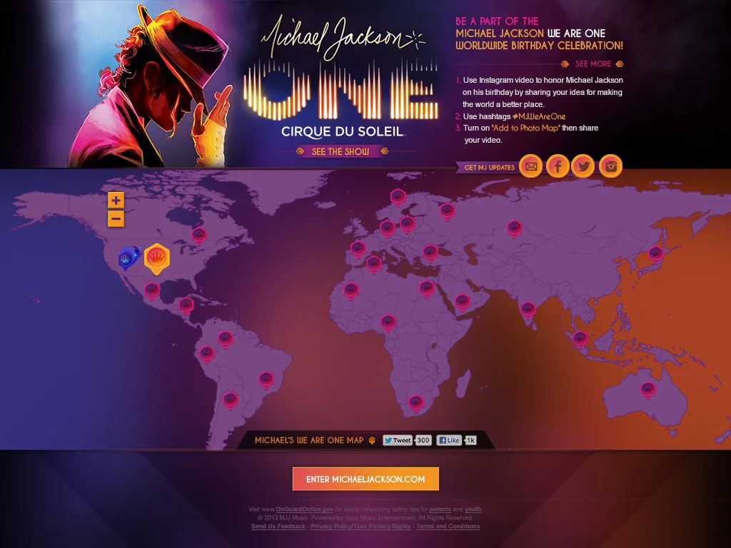 Map view with fan hashtags submissions.