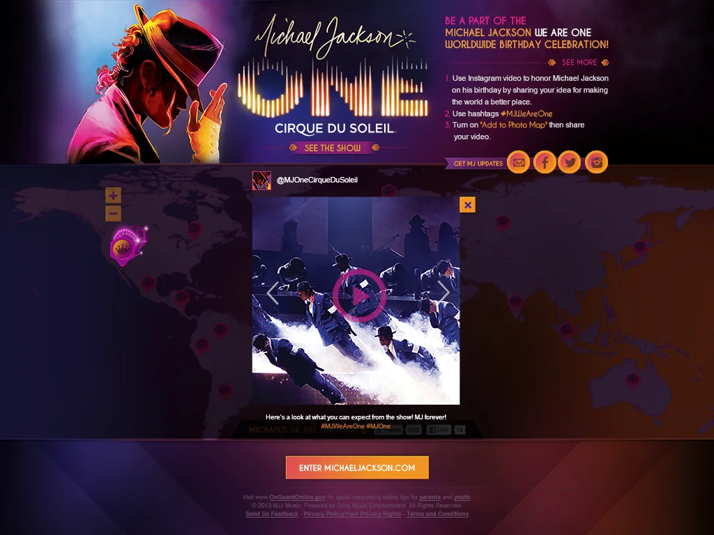 Cirque Du Soleil member special hashtag submission view.