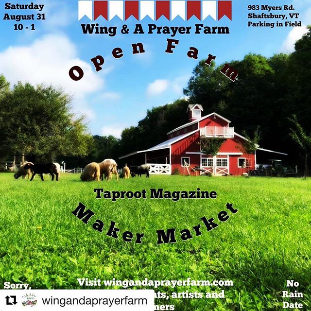 I&rsquo;m packing up the shop and heading to VT this weekend 🐑🐑
Last year was a truly lovely event, and this year is shaping up to be even better💙🧶
#Repost @wingandaprayerfarm (@get_repost)
・・・
The weather is going to be primo this Saturday! Come