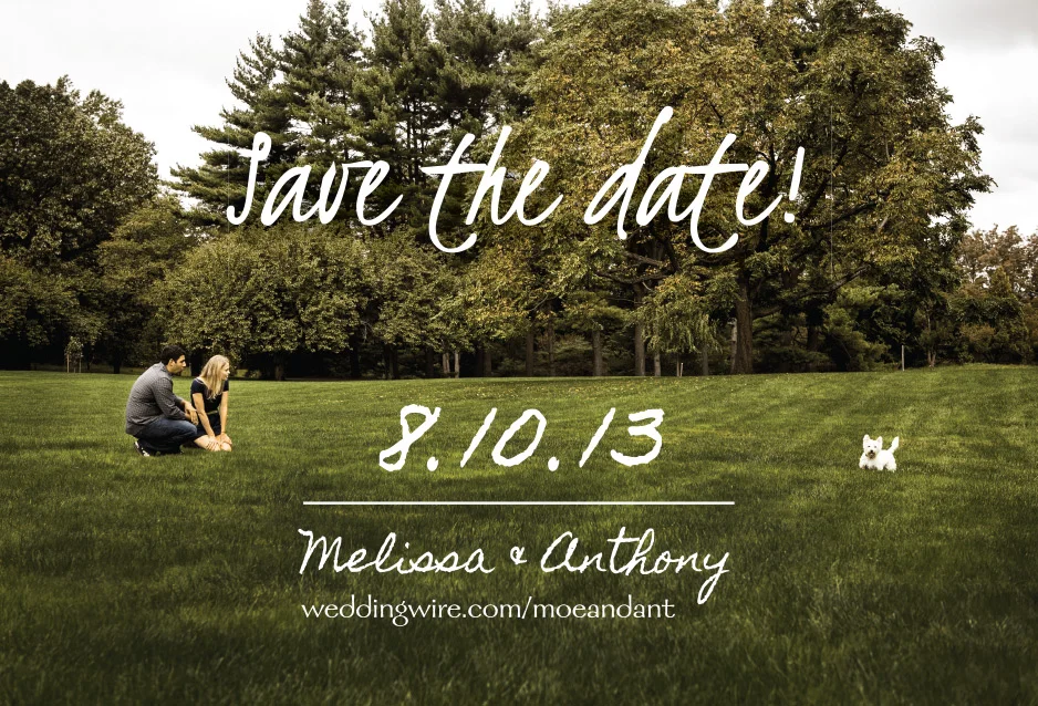 Photography & design of wedding save the date postcard