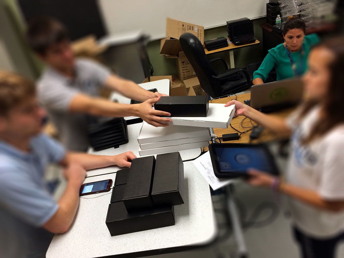 Nearly 600 tablets were distributed to 9th graders in September