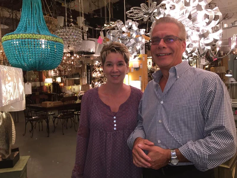 Rebecca and Ric Jolie amongst their showroom fixtures