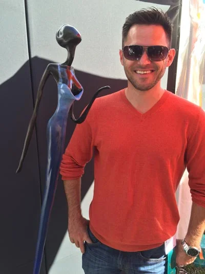 Todd Andrew Babb with his 'DECOdent Blue' sculpture piece