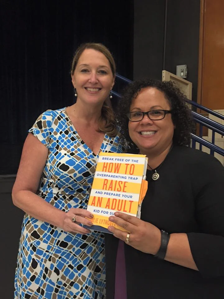 Principal Victoria Dobbs with author Julie Lythcott-Haims