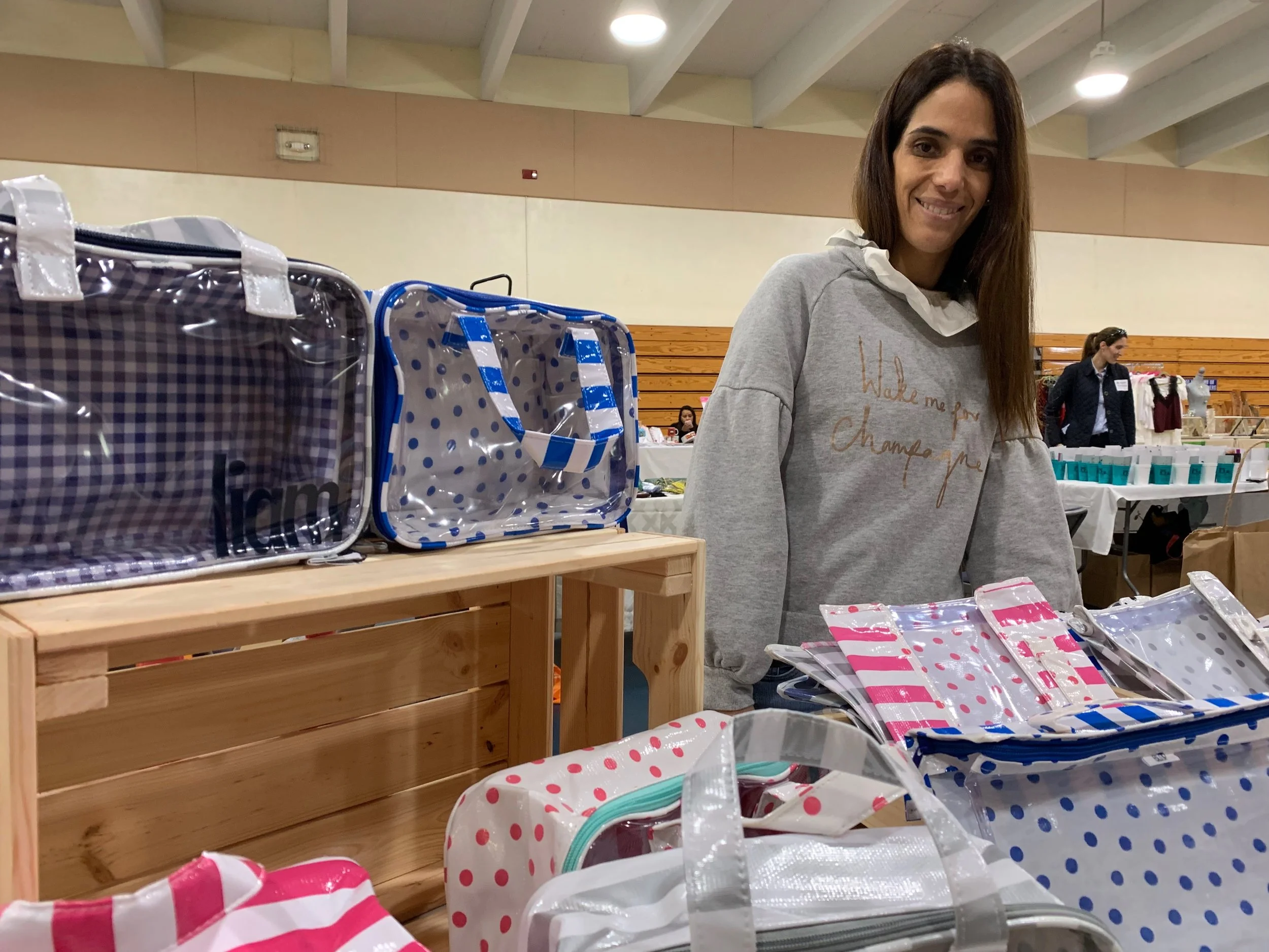 BLOP owner, Silvia Buraglia shows off her handbags
