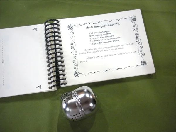 Gifts in Bag Cookbook and Tea Ball from Bluebird Gardens USA