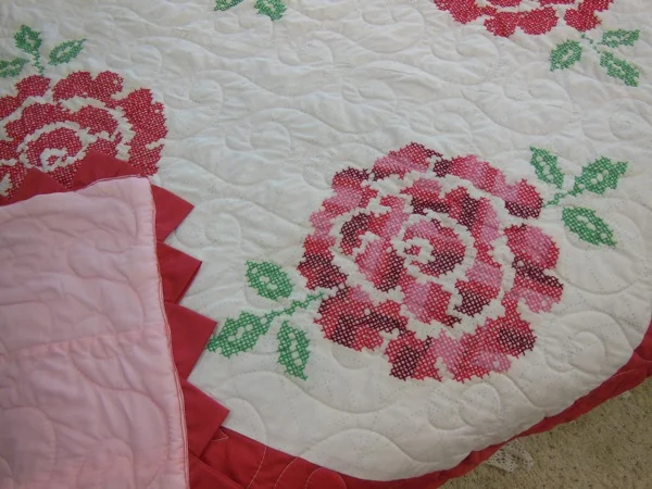 BGV 4 Embroidered Roses Vintage Quilt Close.jpg