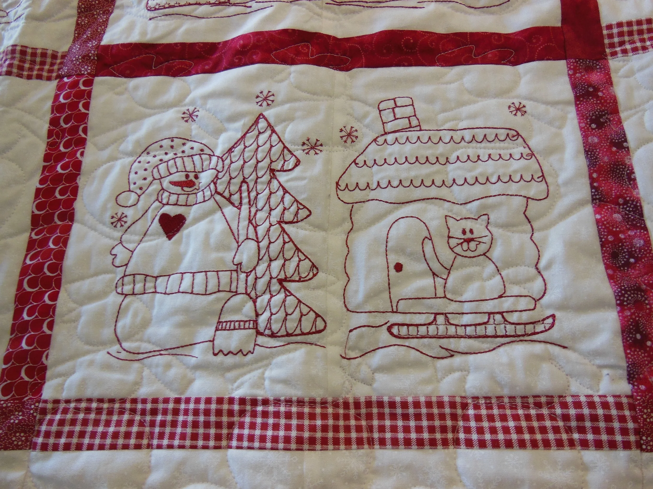 Red Snowman Collector's Lap Quilt from Bluebird Gardens USA