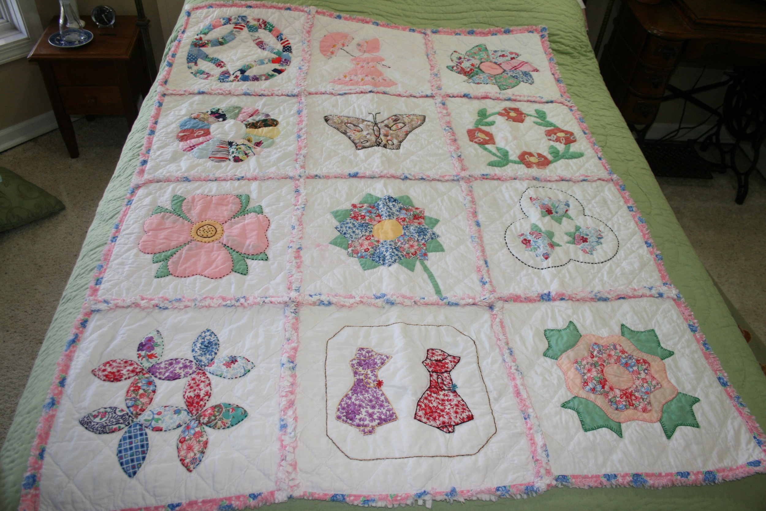 Garden Sampler Rag Lap Quilt from Bluebird Gardens USA