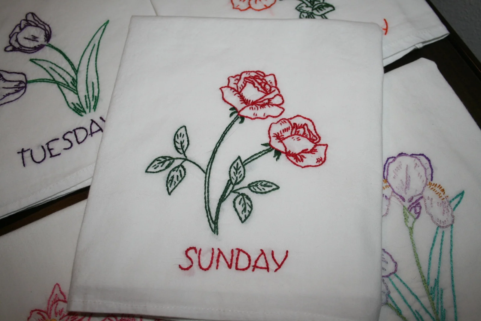 Flowers Days of Week Rose Dish Towel.jpg