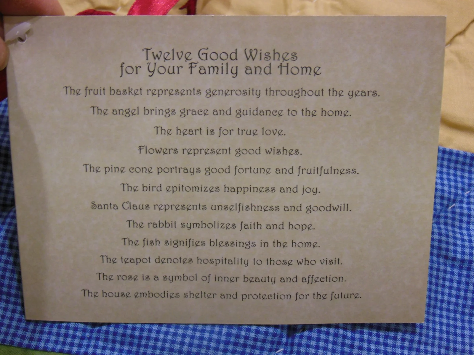 Twelve Good Wishes Lap Quilt Wall Hanging from Bluebird Gardens USA