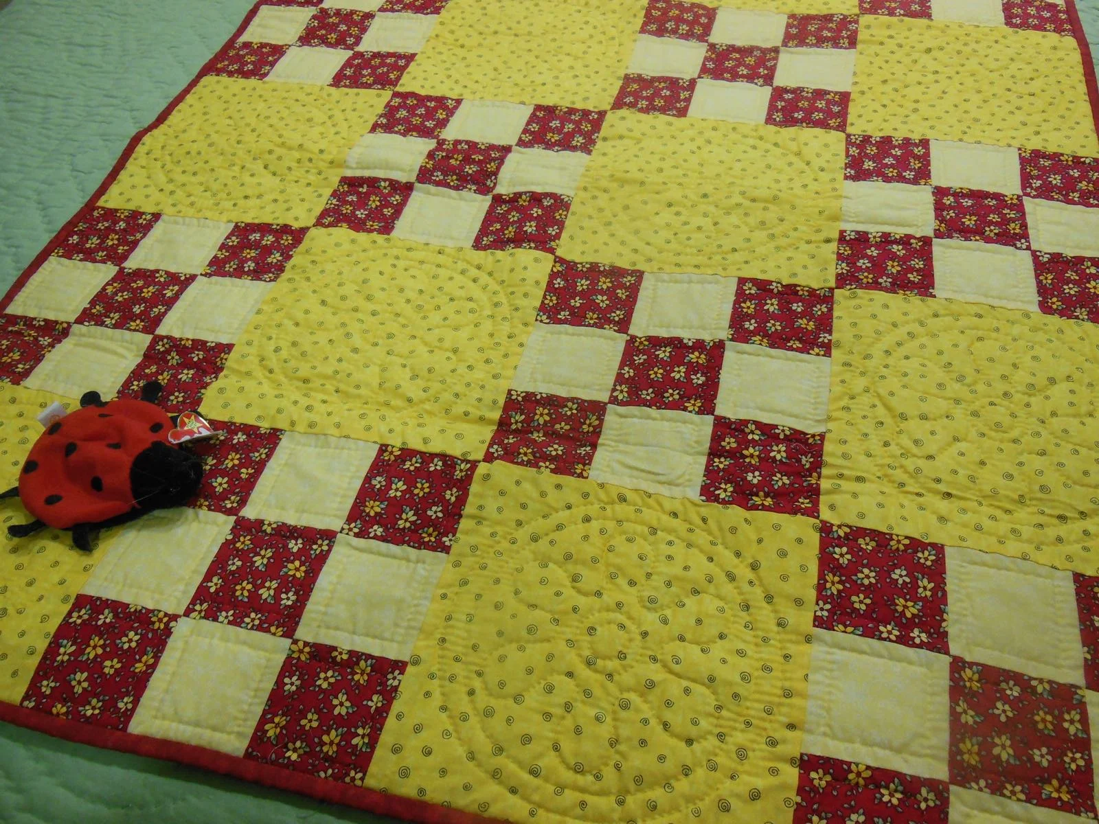 Ladybugs baby crib quilt made in USA