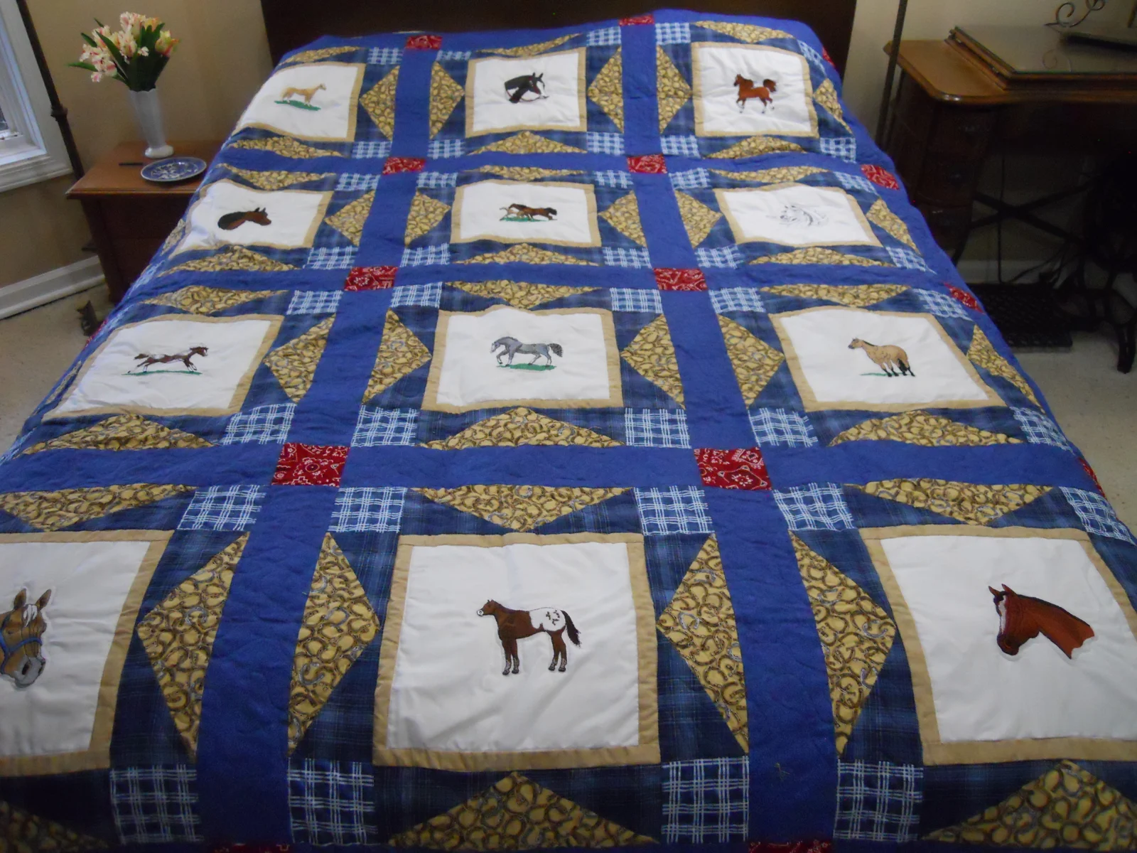 Teresa's Horses Lap Quilt Wall Hanging from Bluebird Gardens USA