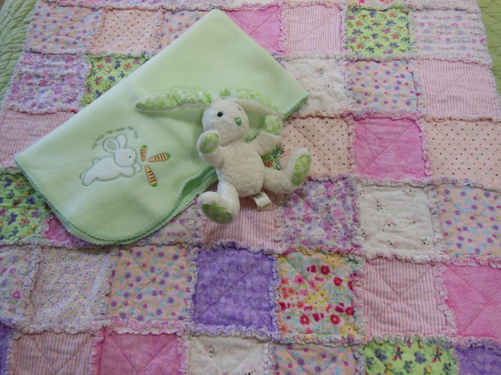 Pink pig girl quilt-Pink and lime green baby quilt-pig nursery