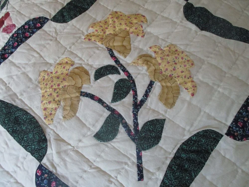 Birds in Flowers Quilt Yellow flowers.jpg