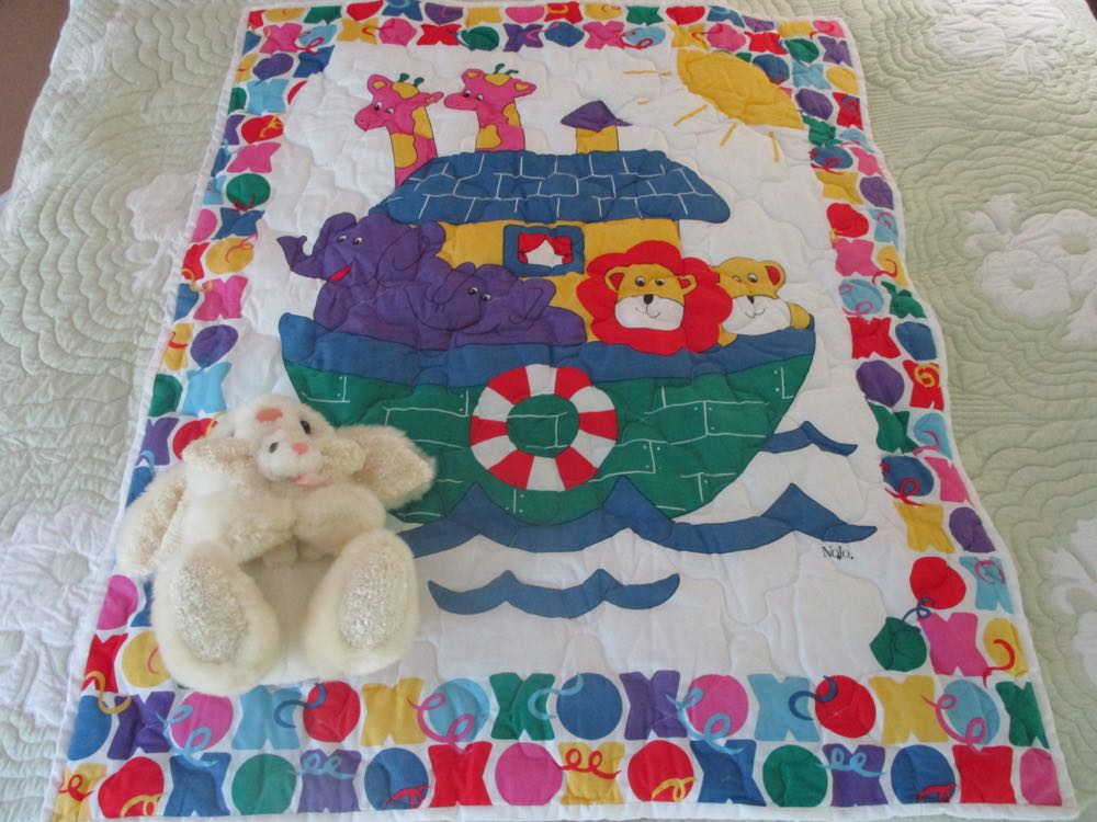Noahs Ark baby crib quilt made in usa