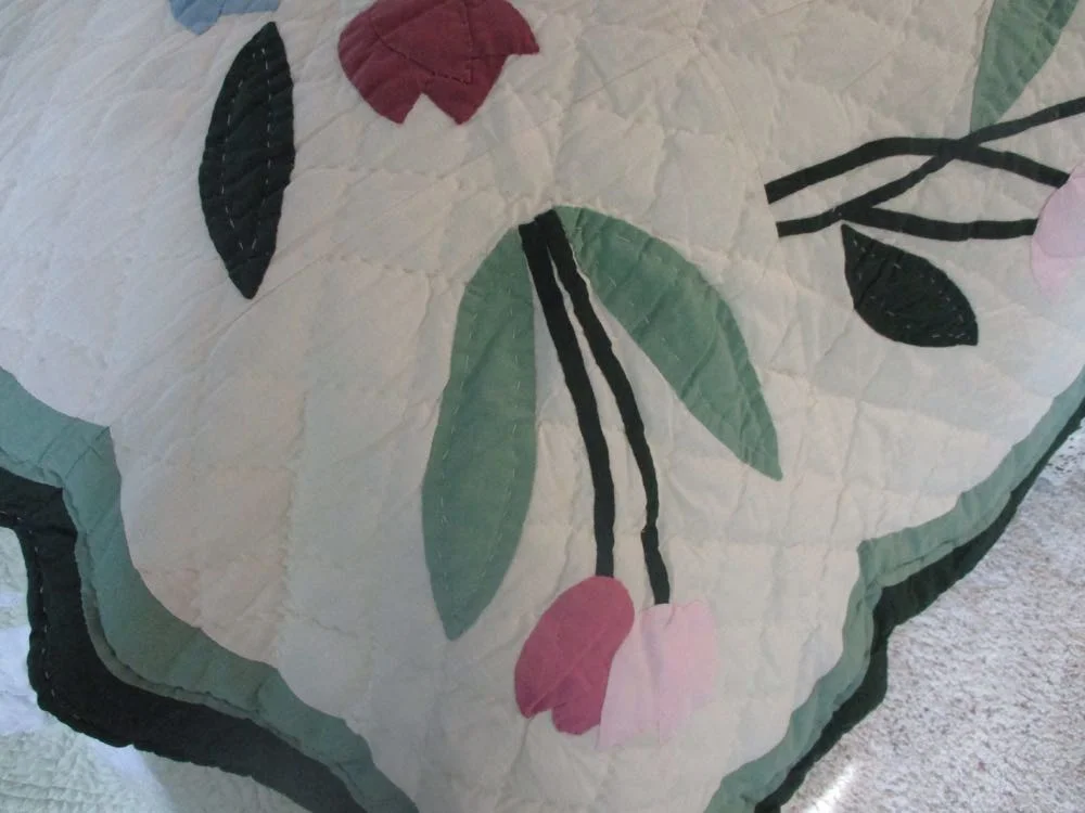 Flowers Bee Applique Full quilt at Bluebird Gardens