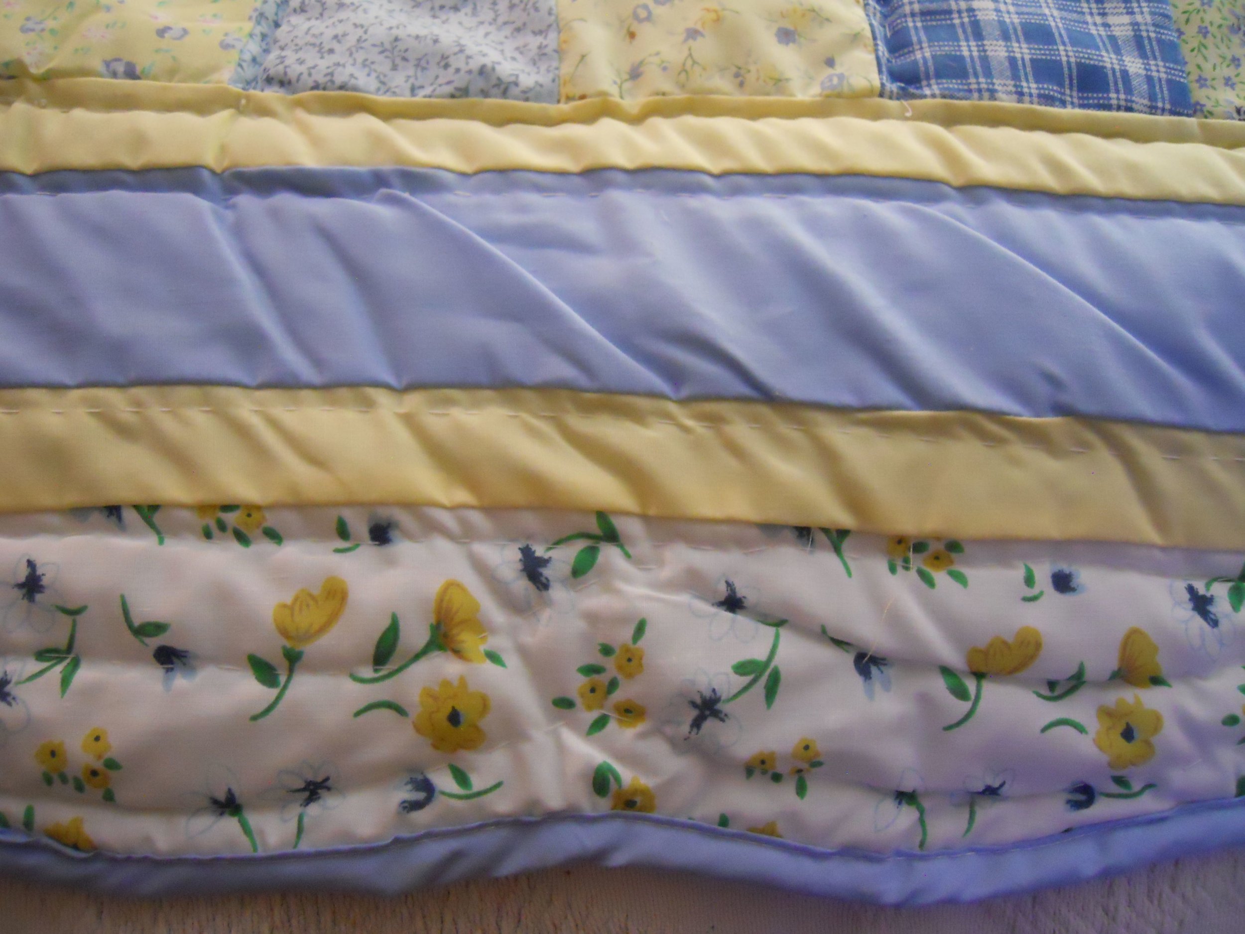 Yellow Blue Blocks Baby Quilt Wall Hanging from Bluebird Gardens USA